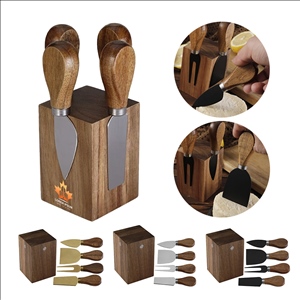 Stainless Steel Acacia Magnetic Cheese Knife Holder